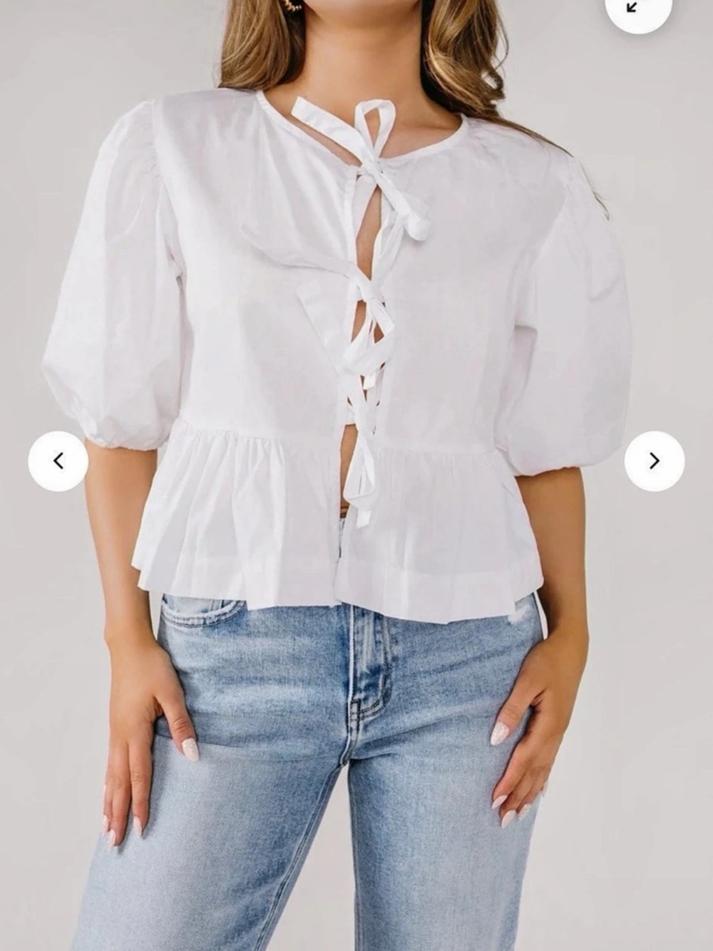 Hyfve Bow Front Peplum Top White